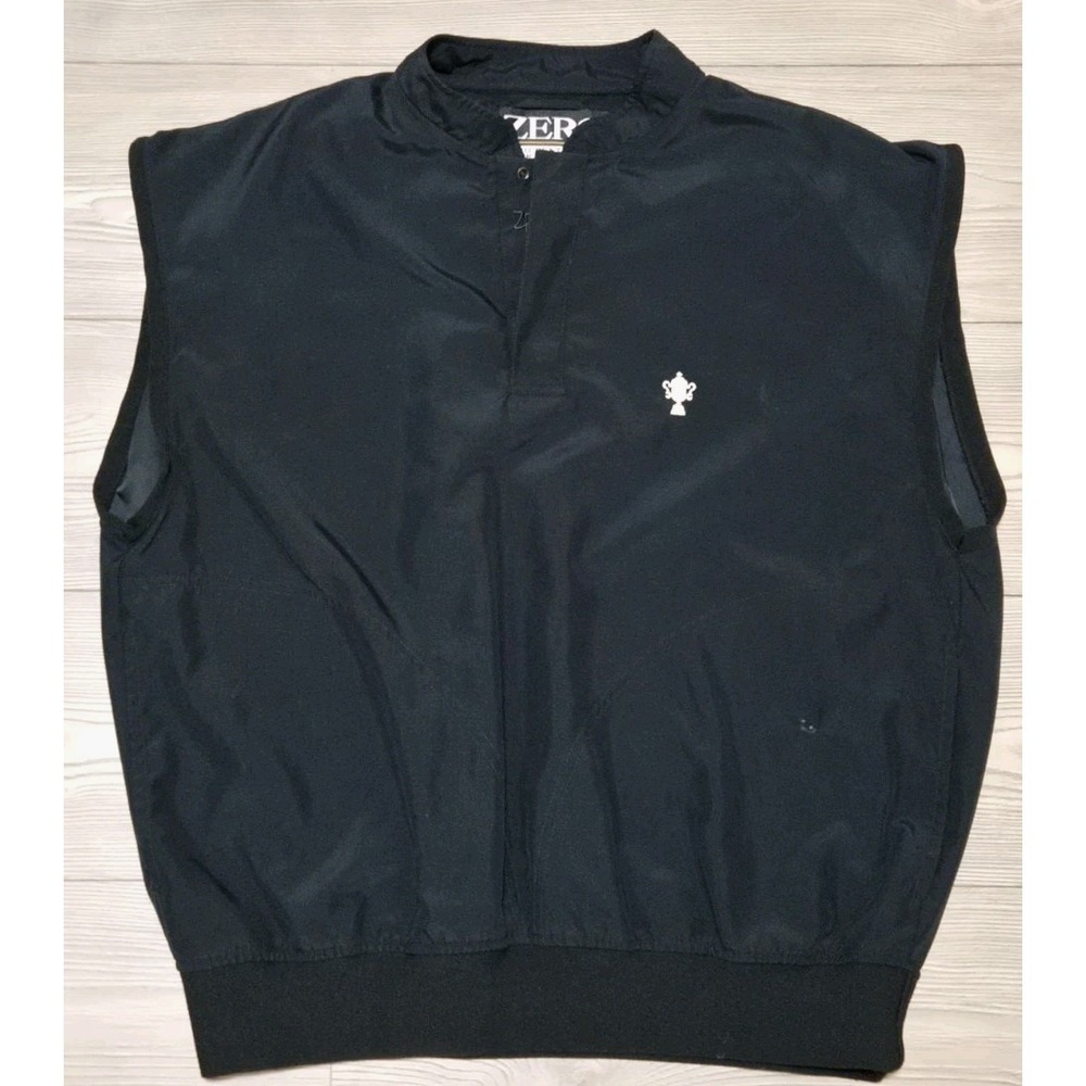 Zero Restriction Golf Vest Mens Medium 1/4 Snap Pullover Logo Black *Flaw*
